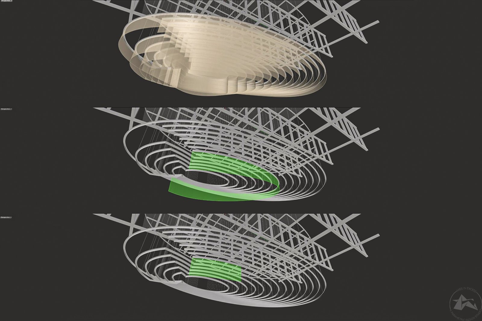 deconstructed the ceiling for fabrication Lucknow airport parametric ceiling