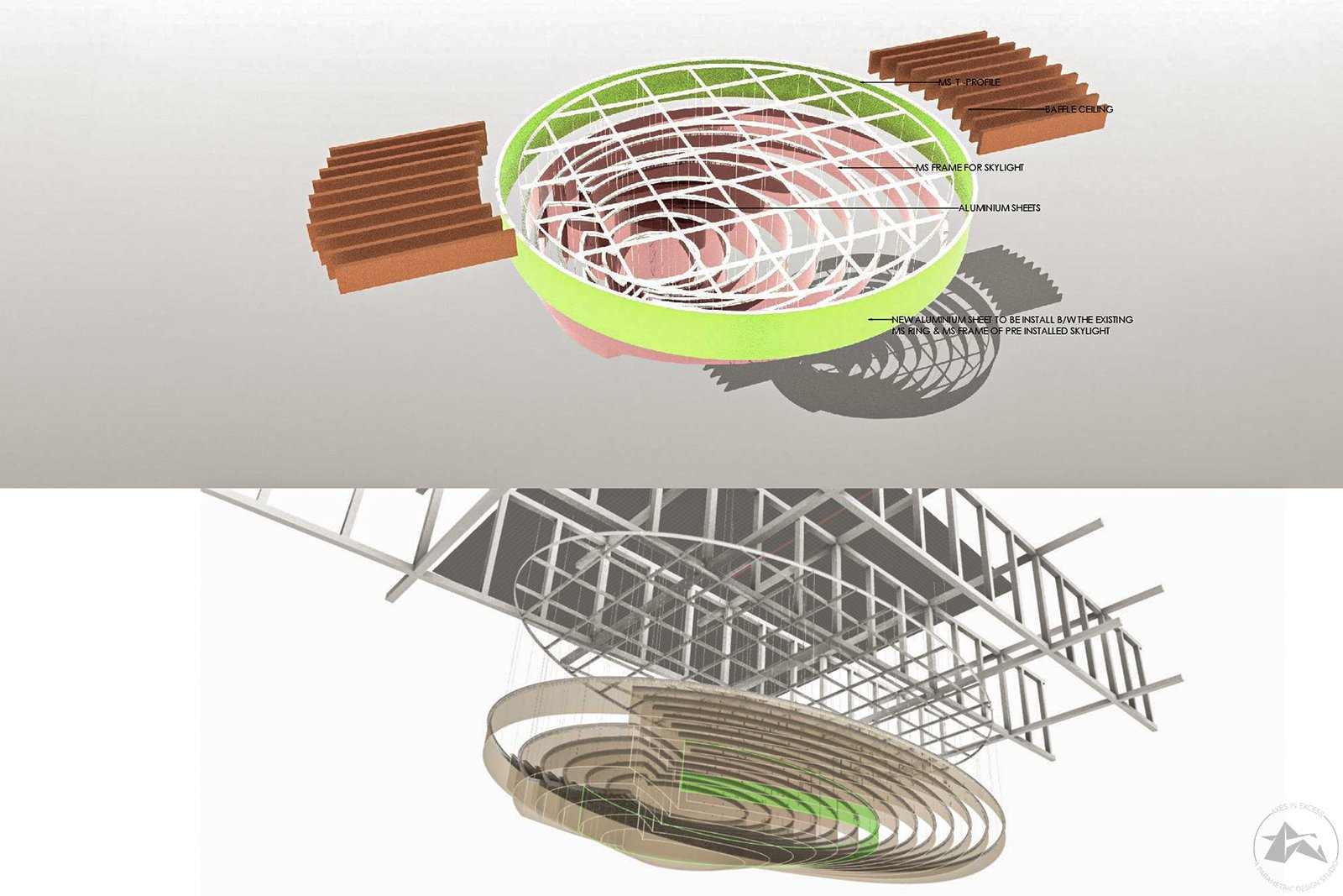 deconstruct the parametric ceiling for fabrication creating a parametric ceiling