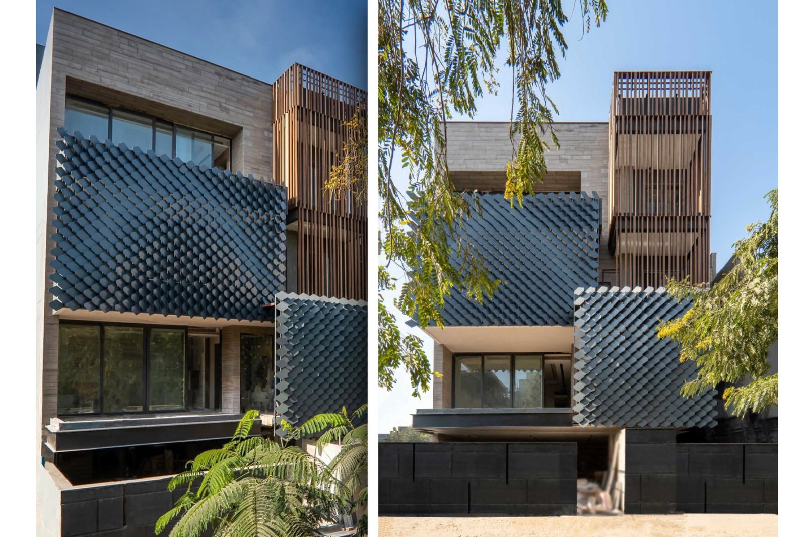 Stylish parametric metal facade for building by axes in excess (metasequin)