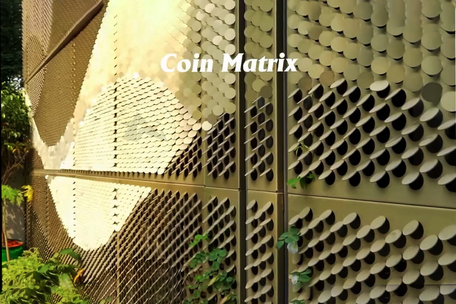 Gold Coin Matrix facade screen by axes in excess