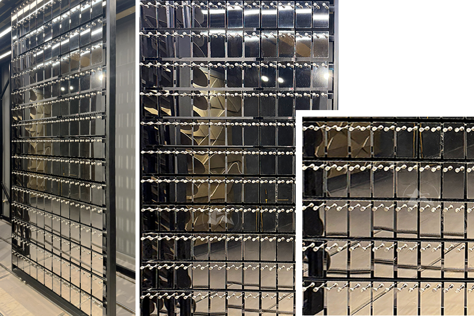 Kinetic facade screen by axes in excess 