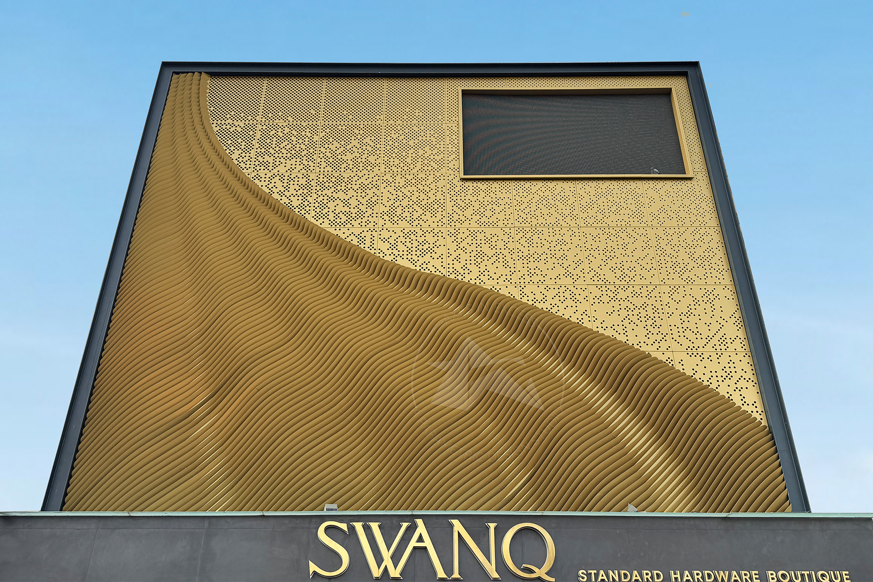 Parametric metal facade installation at Standard Hardware Indore by Axes in Excess in aluminium fini