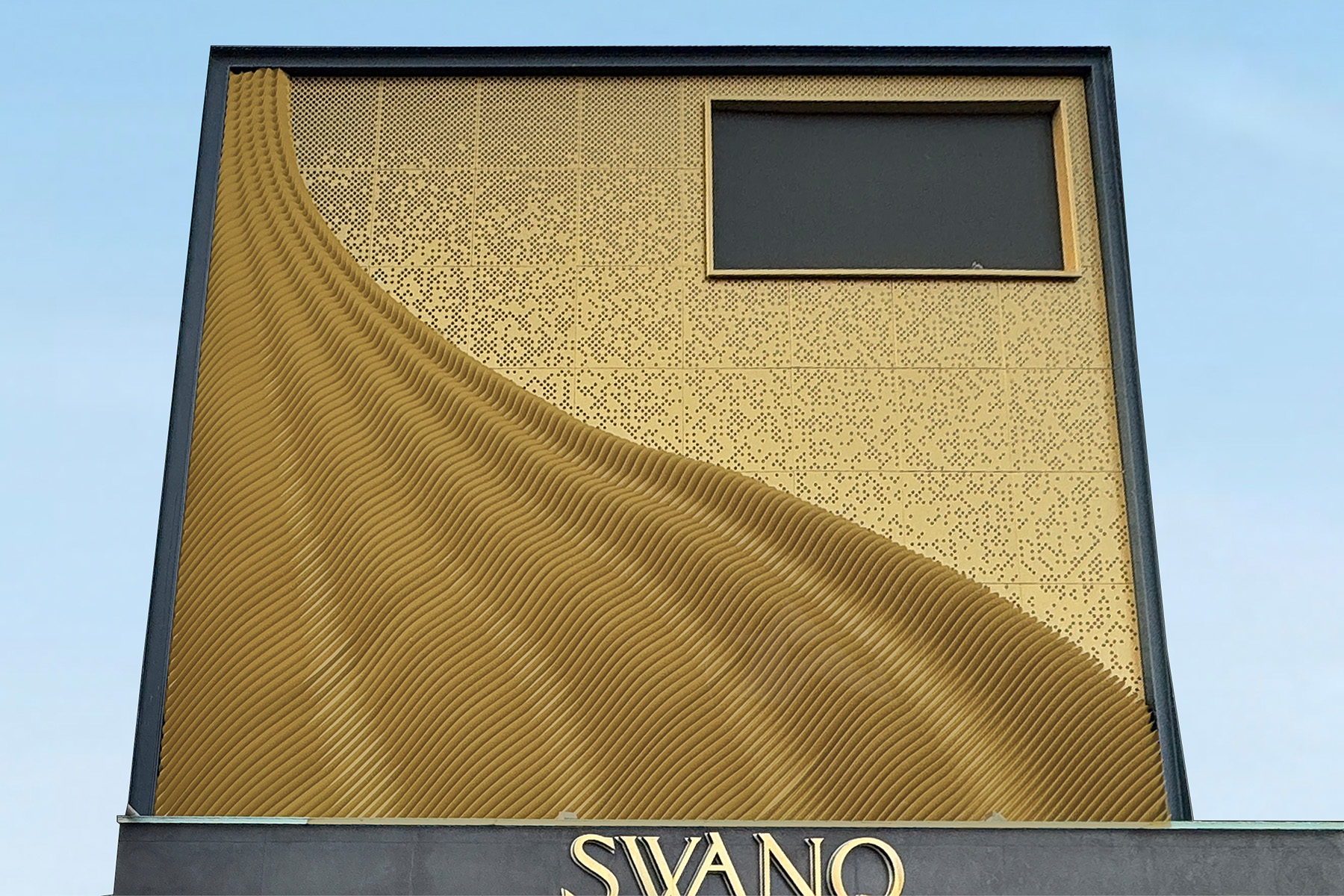 Swanq Parametric Gold Metal Facade in Indore by Axes in Excess