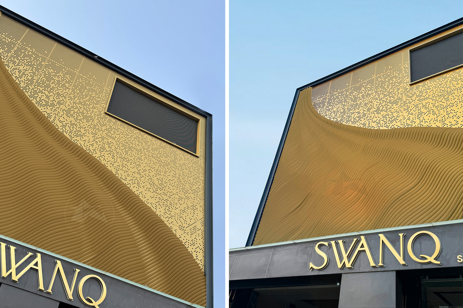 parametric gold metal facade design and execution in indore by axes in excess 