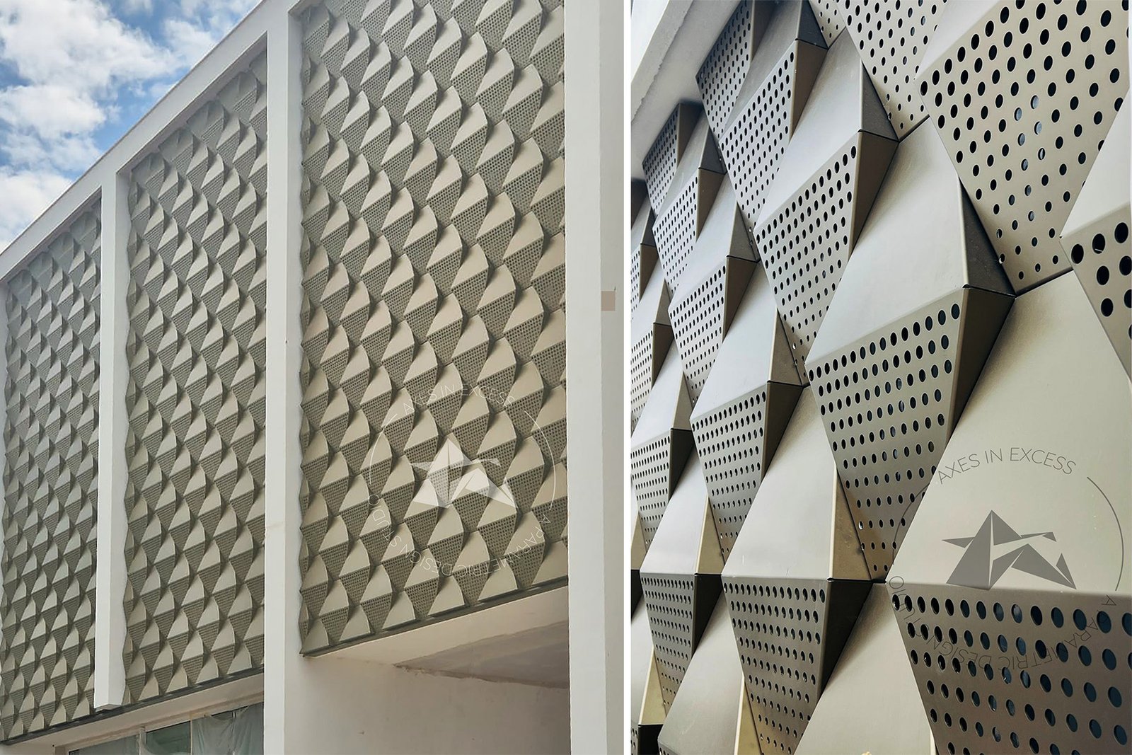3d architectural metal cladding systems by axes in excess