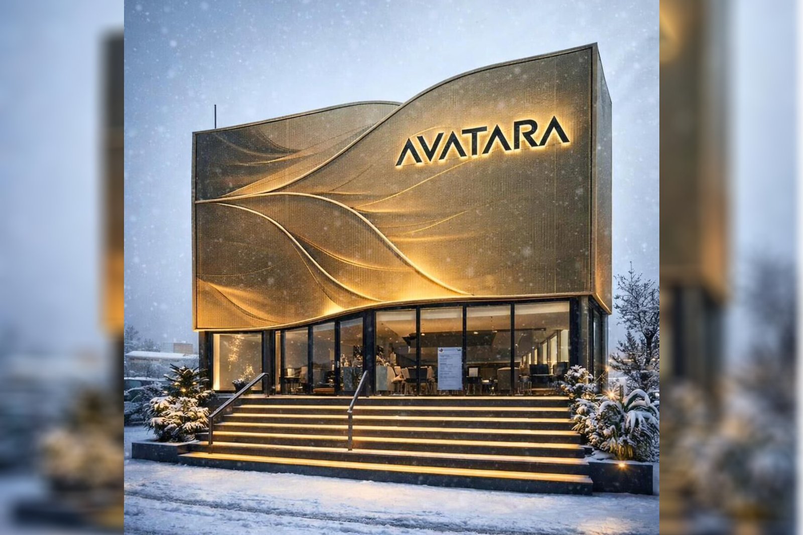 Coin Matrix gold finish parametric hotel facade detail by axes in excess