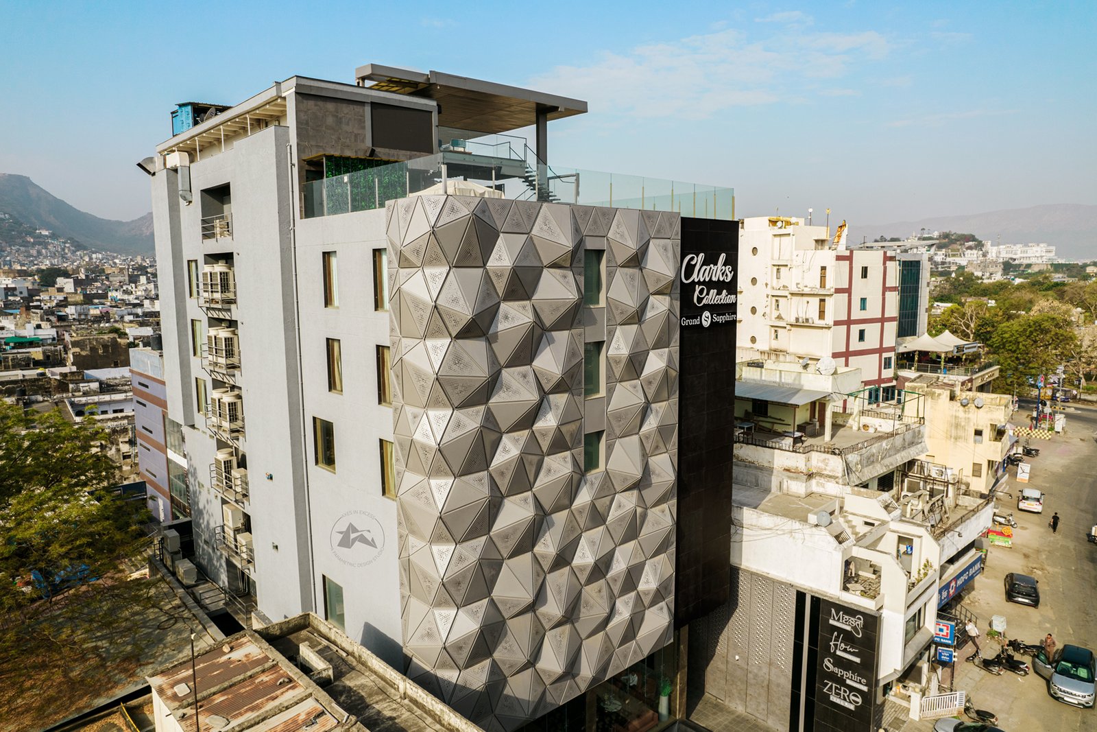 Triangular Symphony facade pattern detail by axes in excess