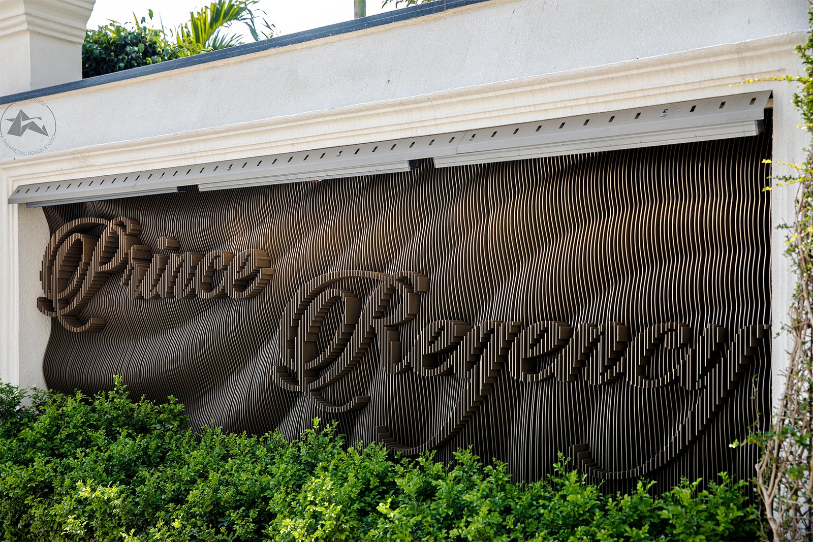 bespoke villa name plate design outdoor by axes in excess