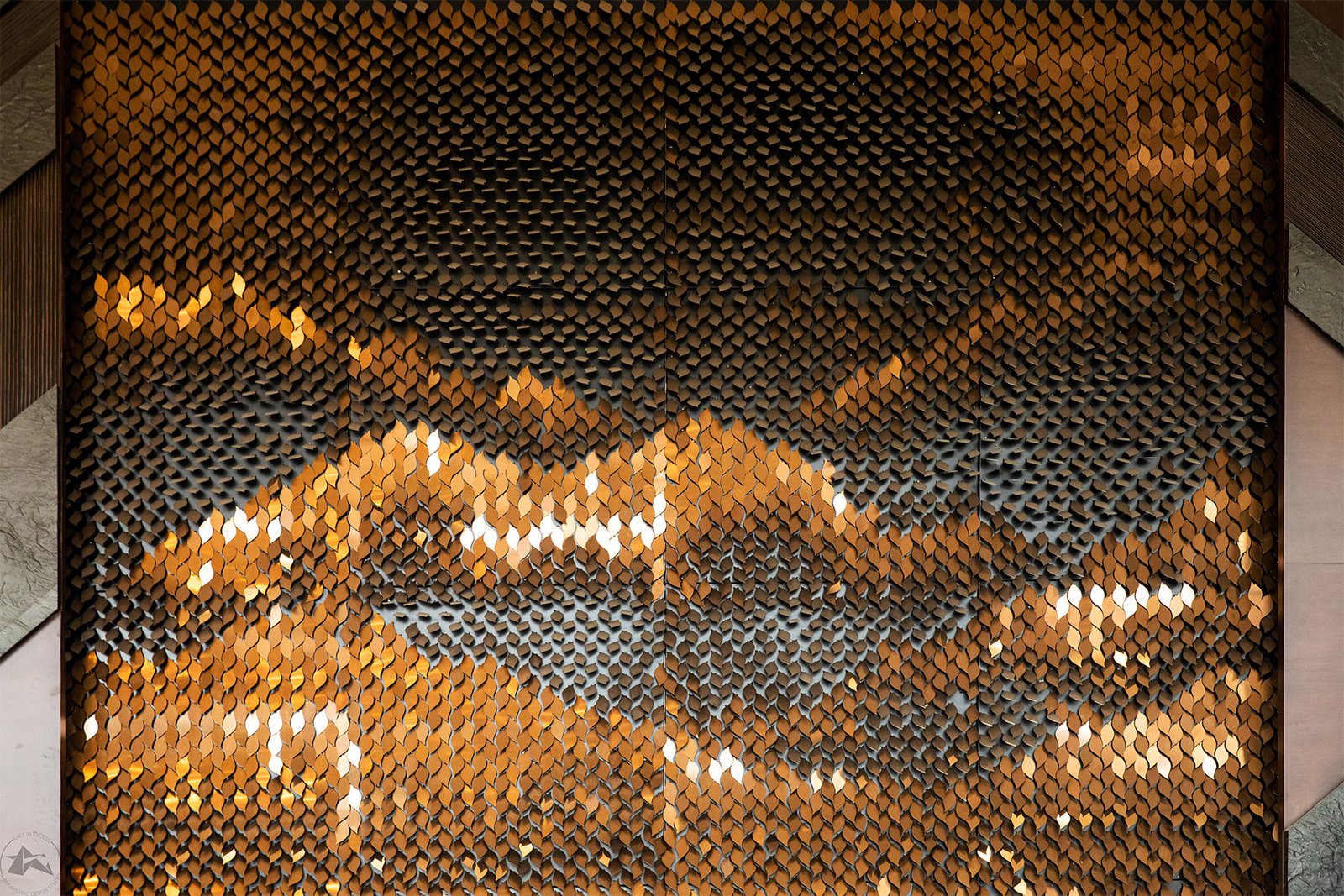 copper finish SS wall art wave design by axes in excess