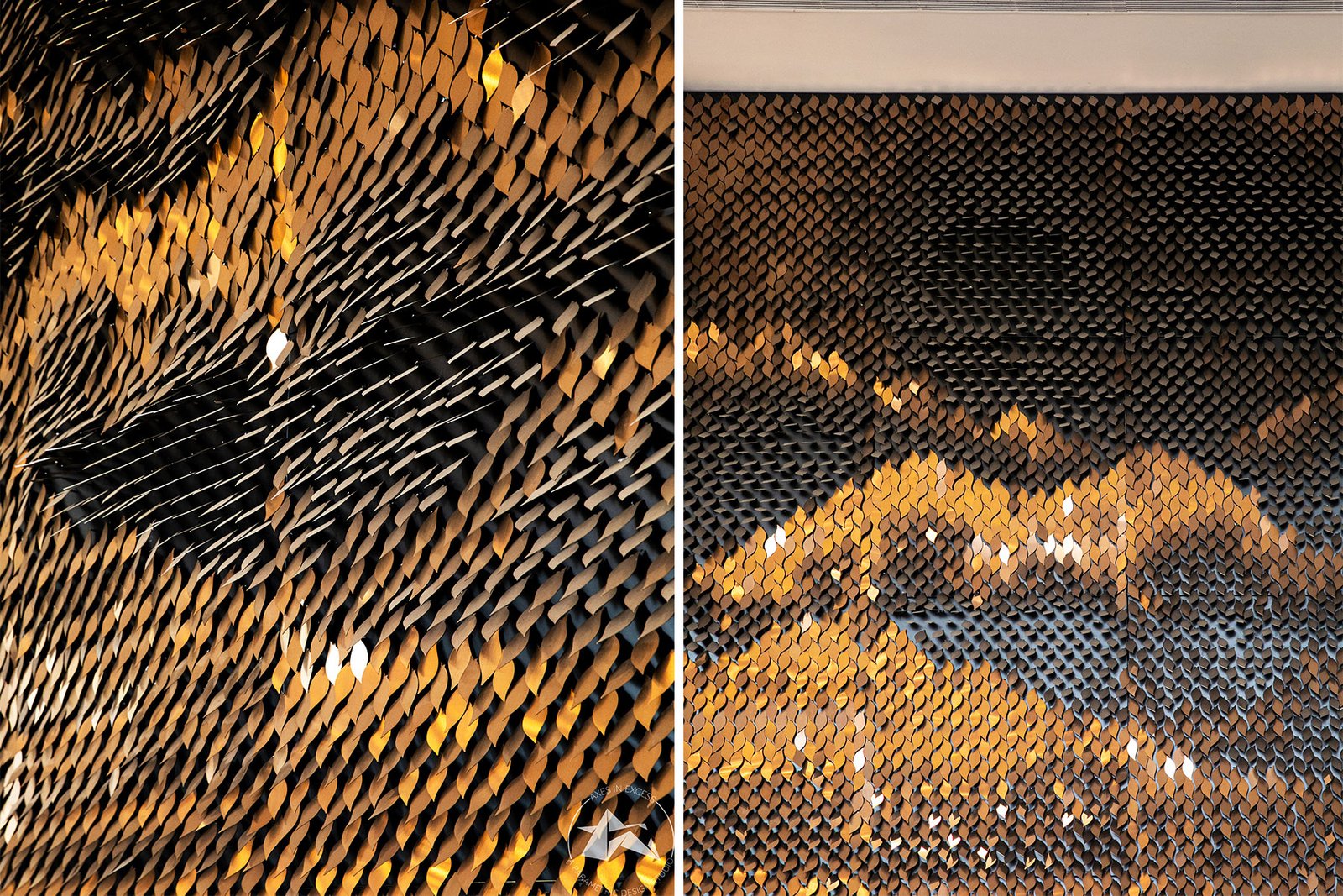 large scale parametric wall art installation by axes in excess