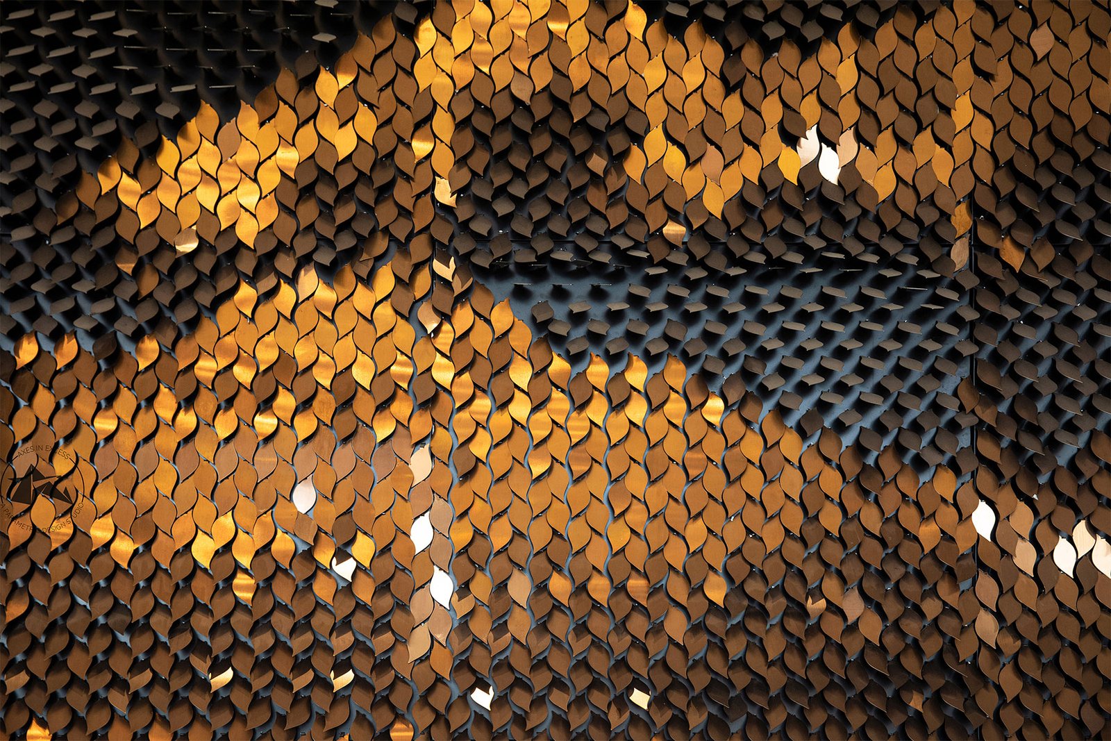 custom metal wall art reception area by axes in excess