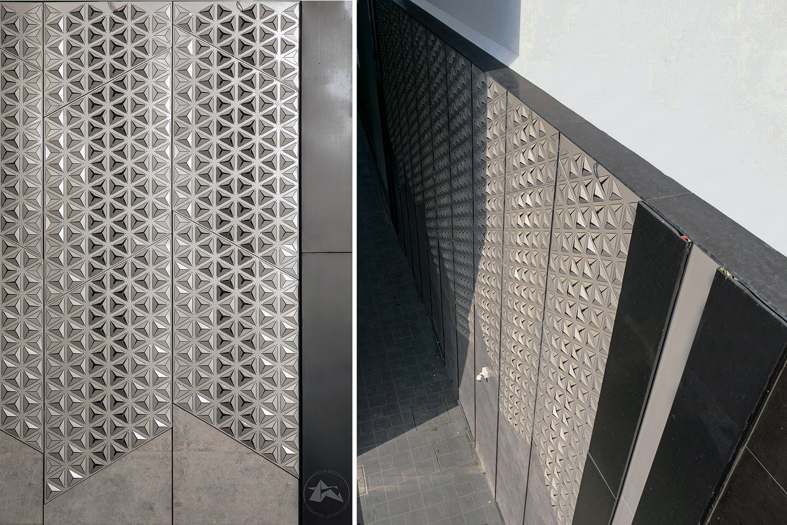 modern commercial boundary wall facade by axes in excess