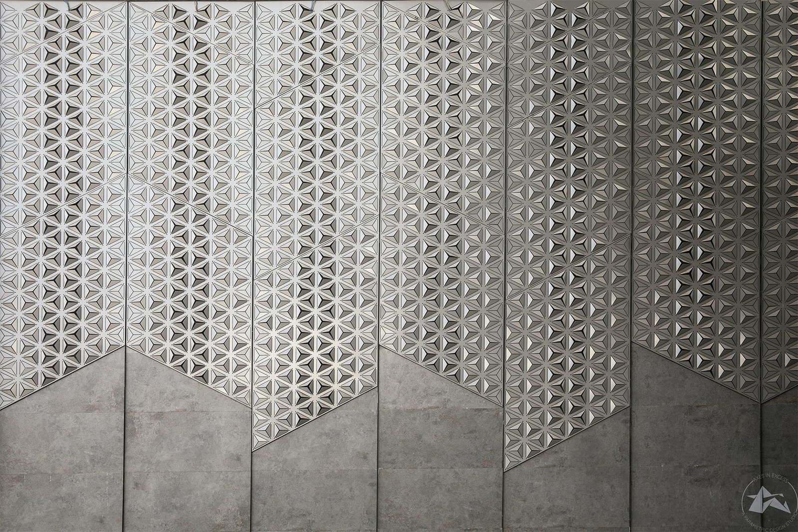 parametric boundary wall design hotel by axes in excess