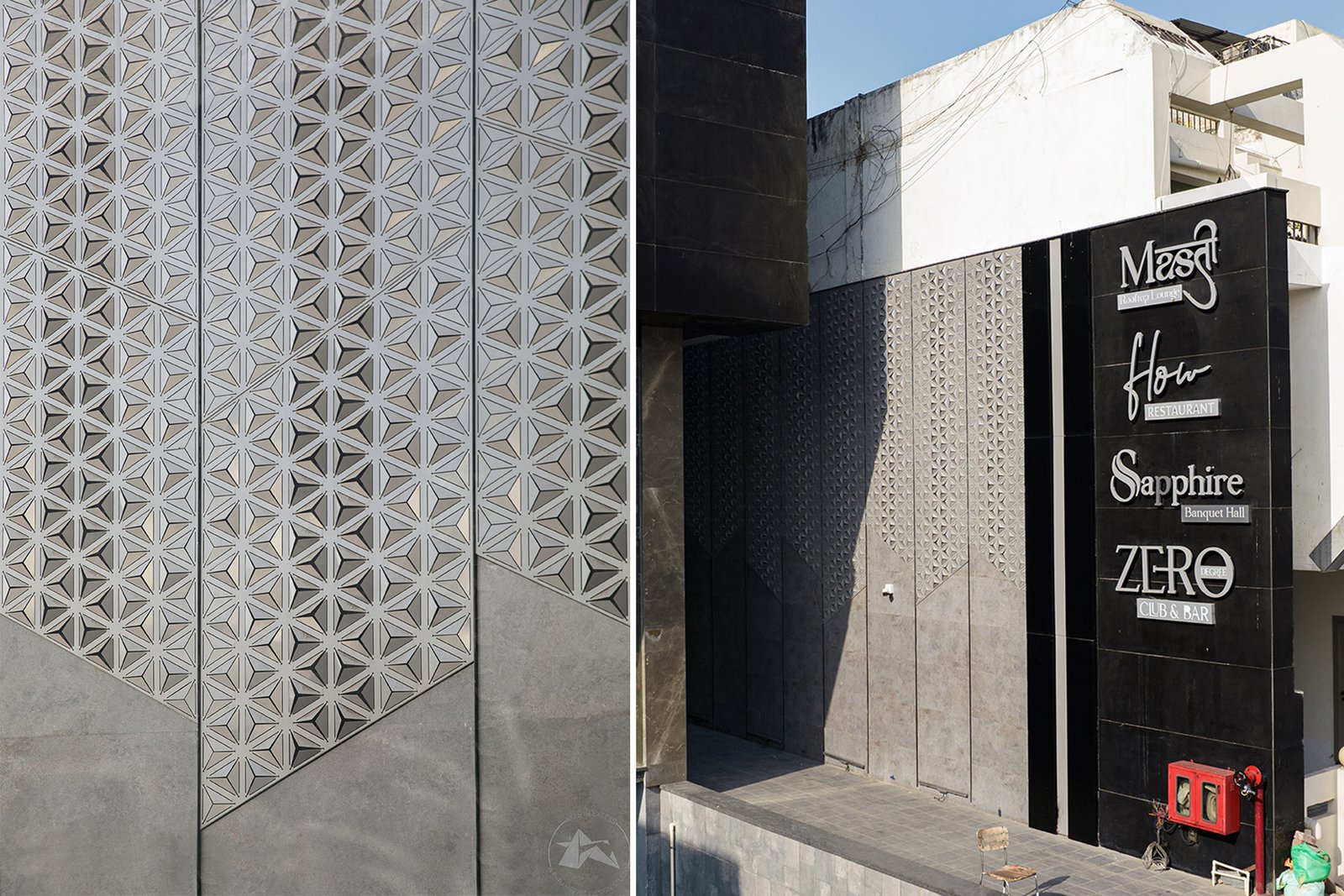 hotel exterior wall cladding metal design by axes in excess