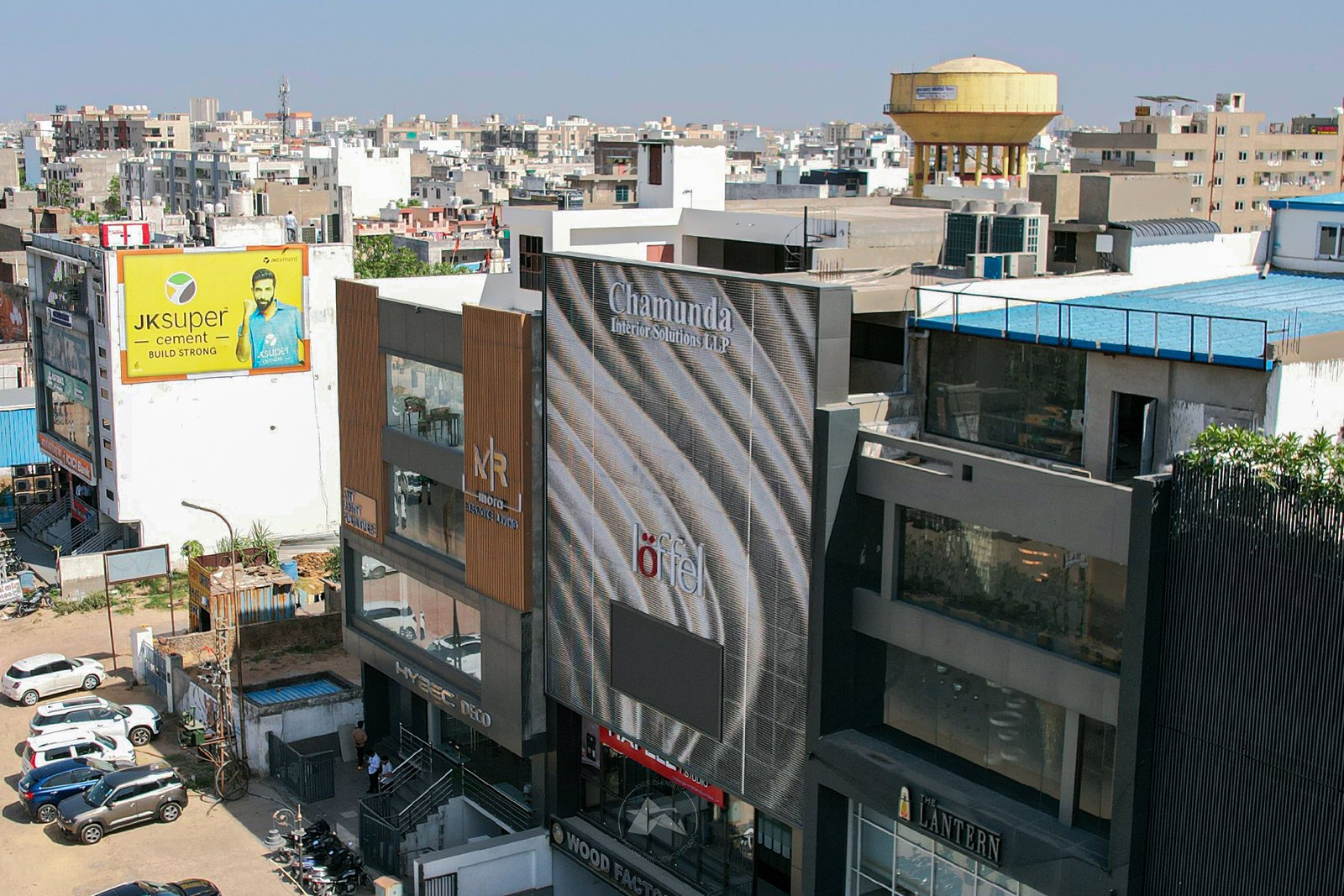 Contemporary commercial facade design in Rajasthan