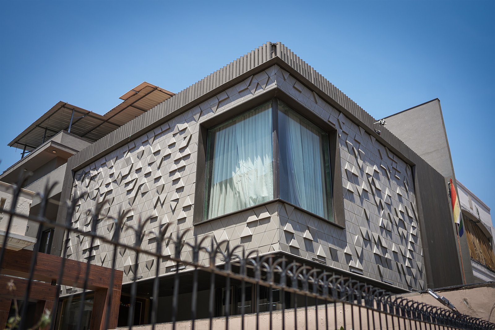 Luxury residence facade with modern architectural louvers