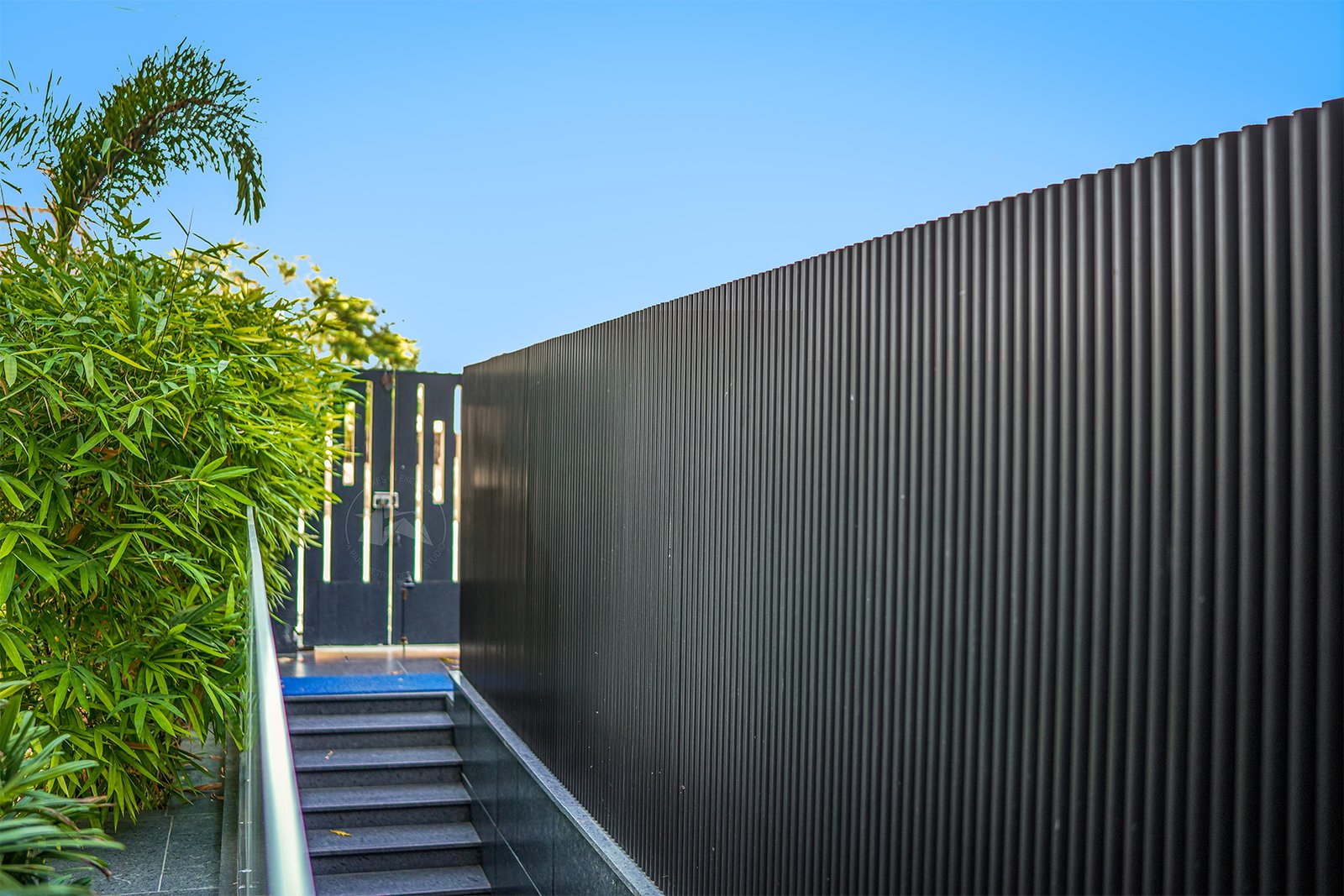 Modern bungalow facade with privacy louvers
