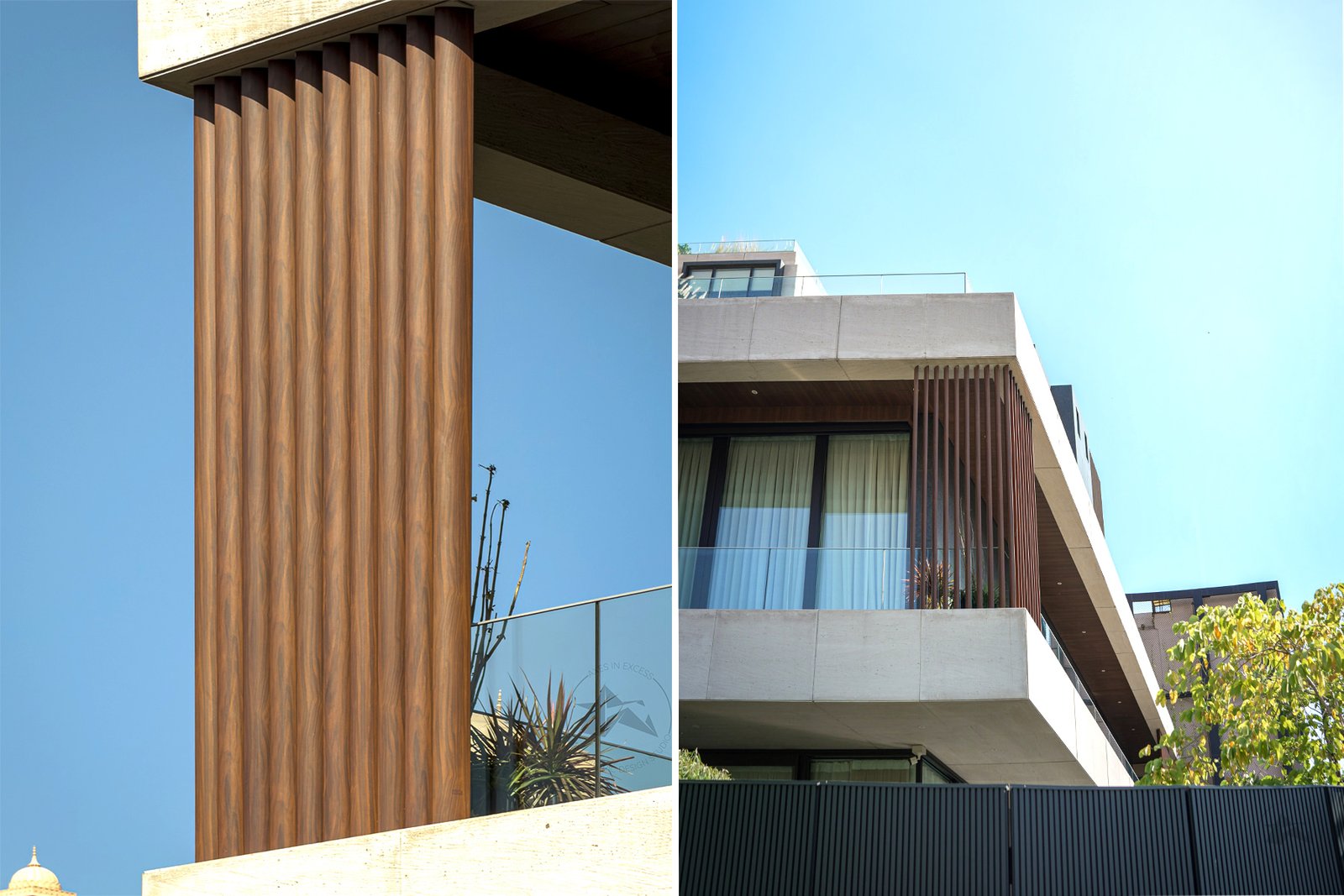 Modern residential balcony with vertical aluminium louvers