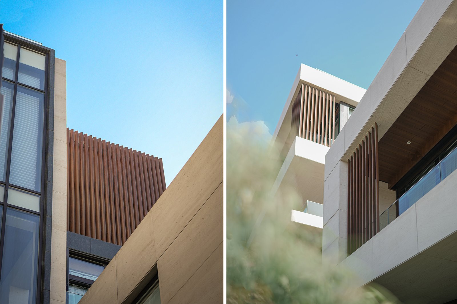 Contemporary residential architecture with privacy screening system