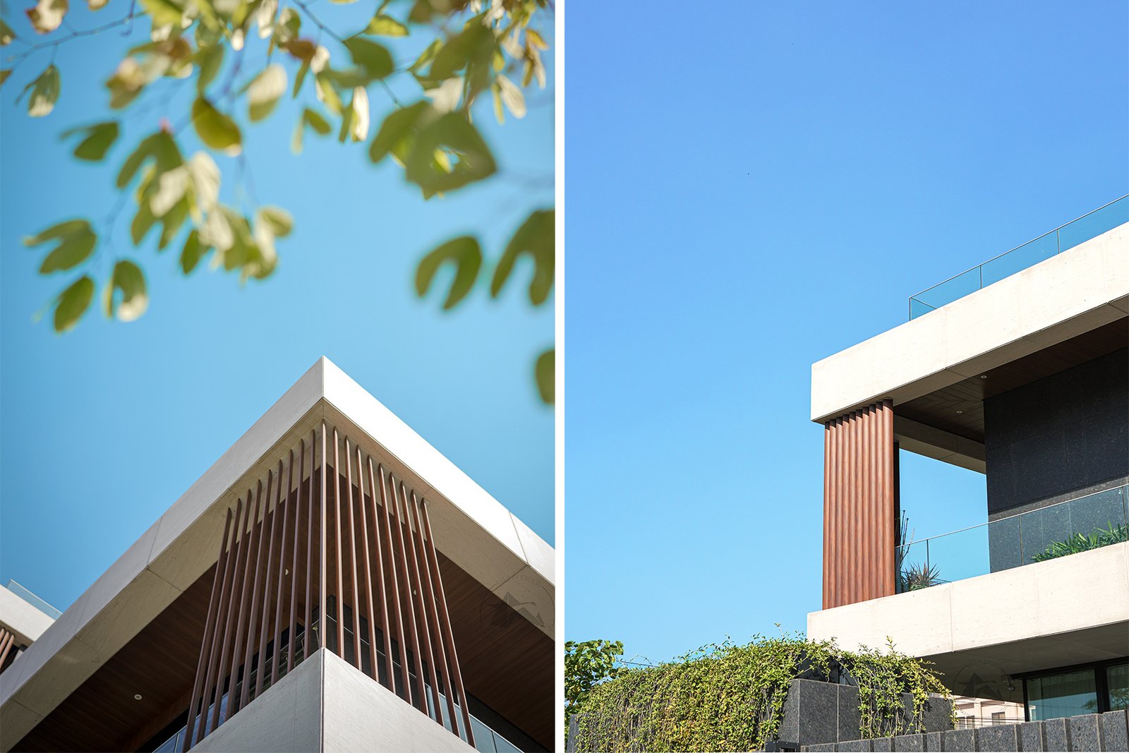 Architectural louver design for contemporary home elevation