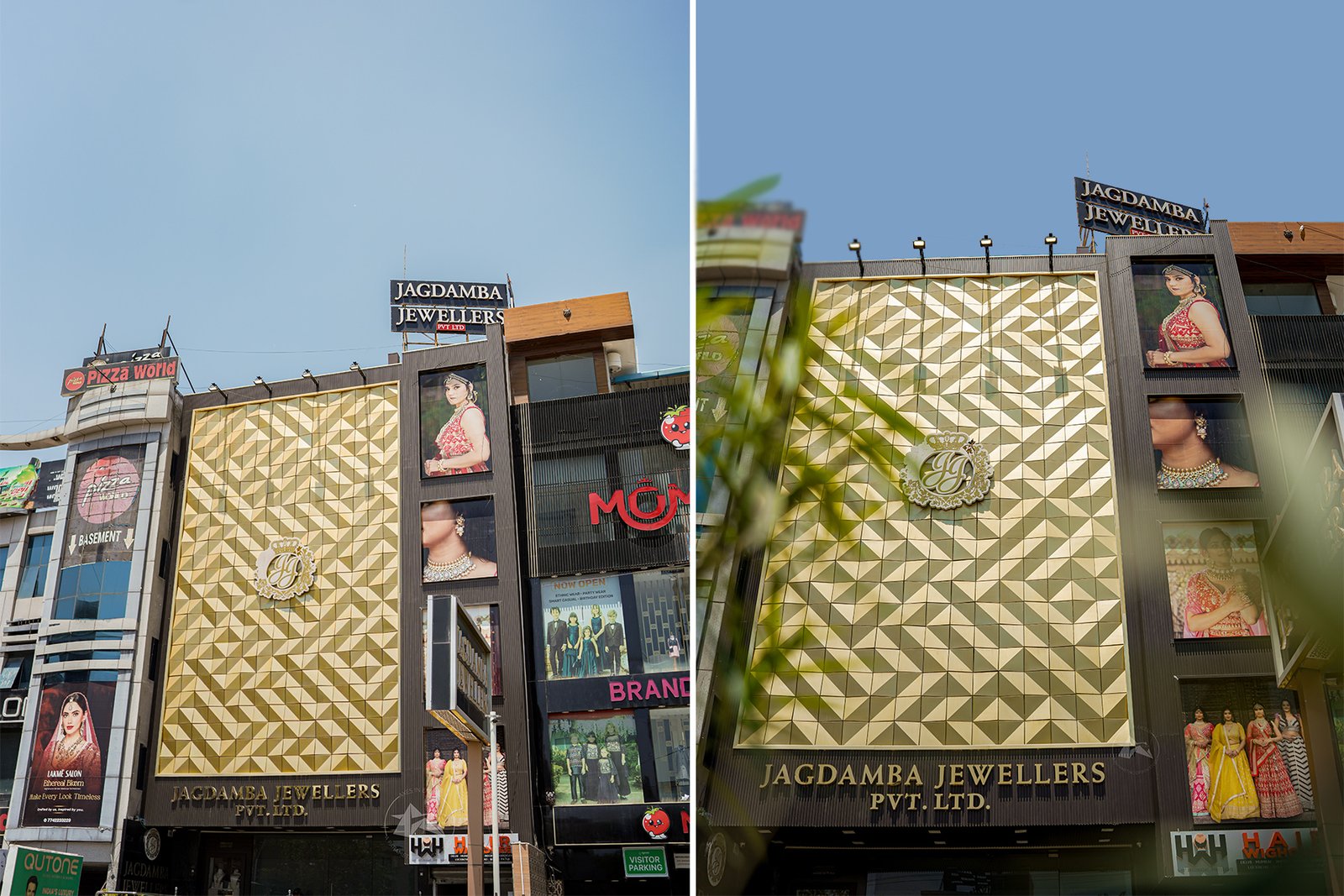 Modern jewellery showroom facade with parametric aluminium cladding