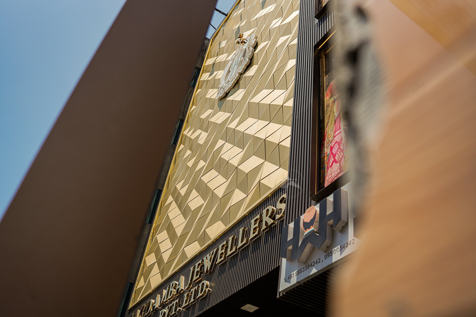 Luxury commercial building with modern metal facade