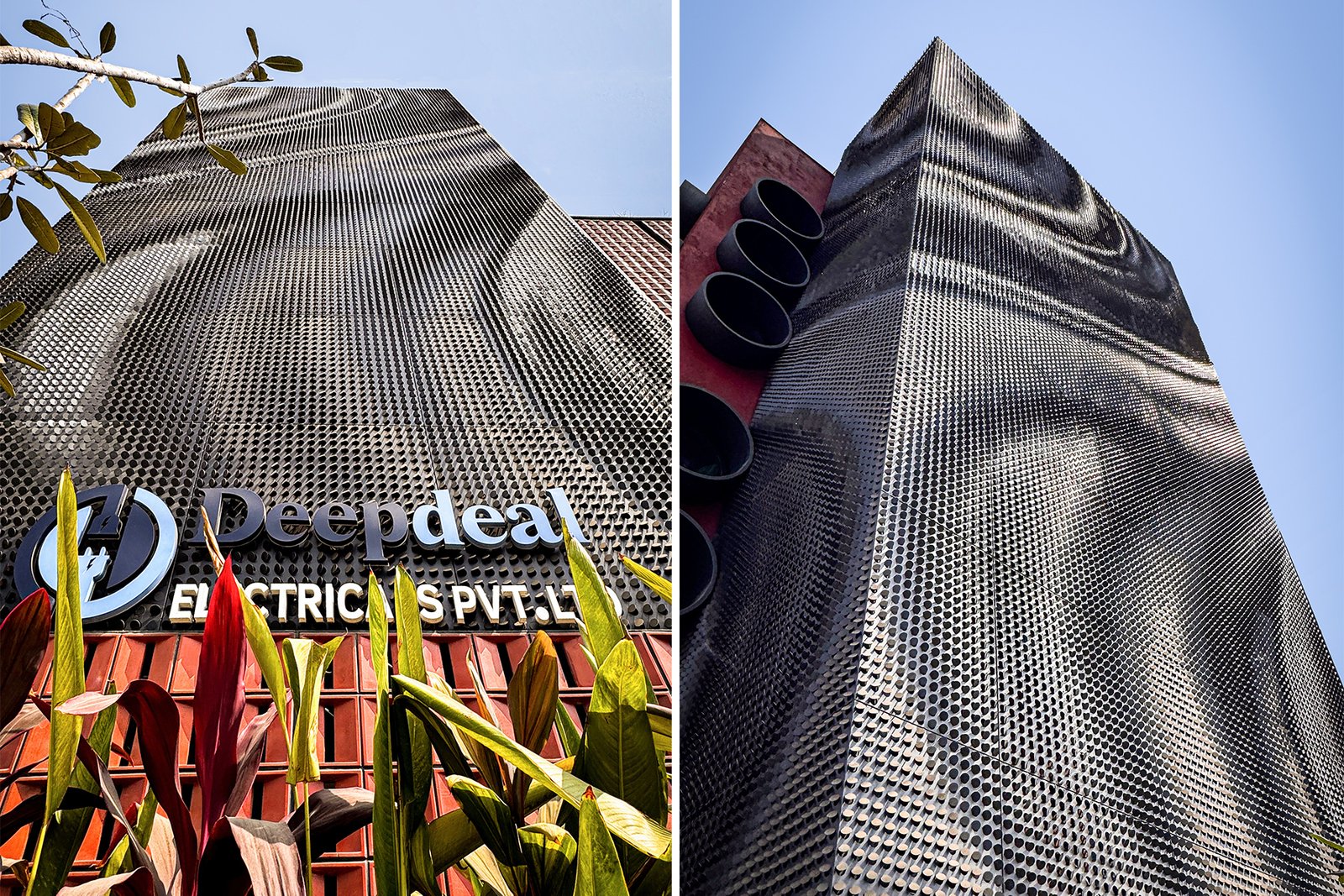 Unique staircase facade with Coin Matrix architectural screen