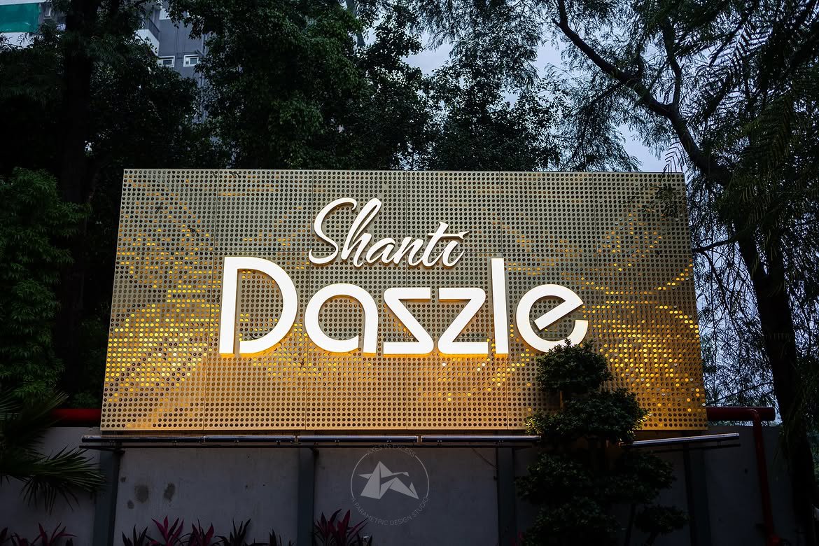 Contemporary parametric facade with gold anodized finish