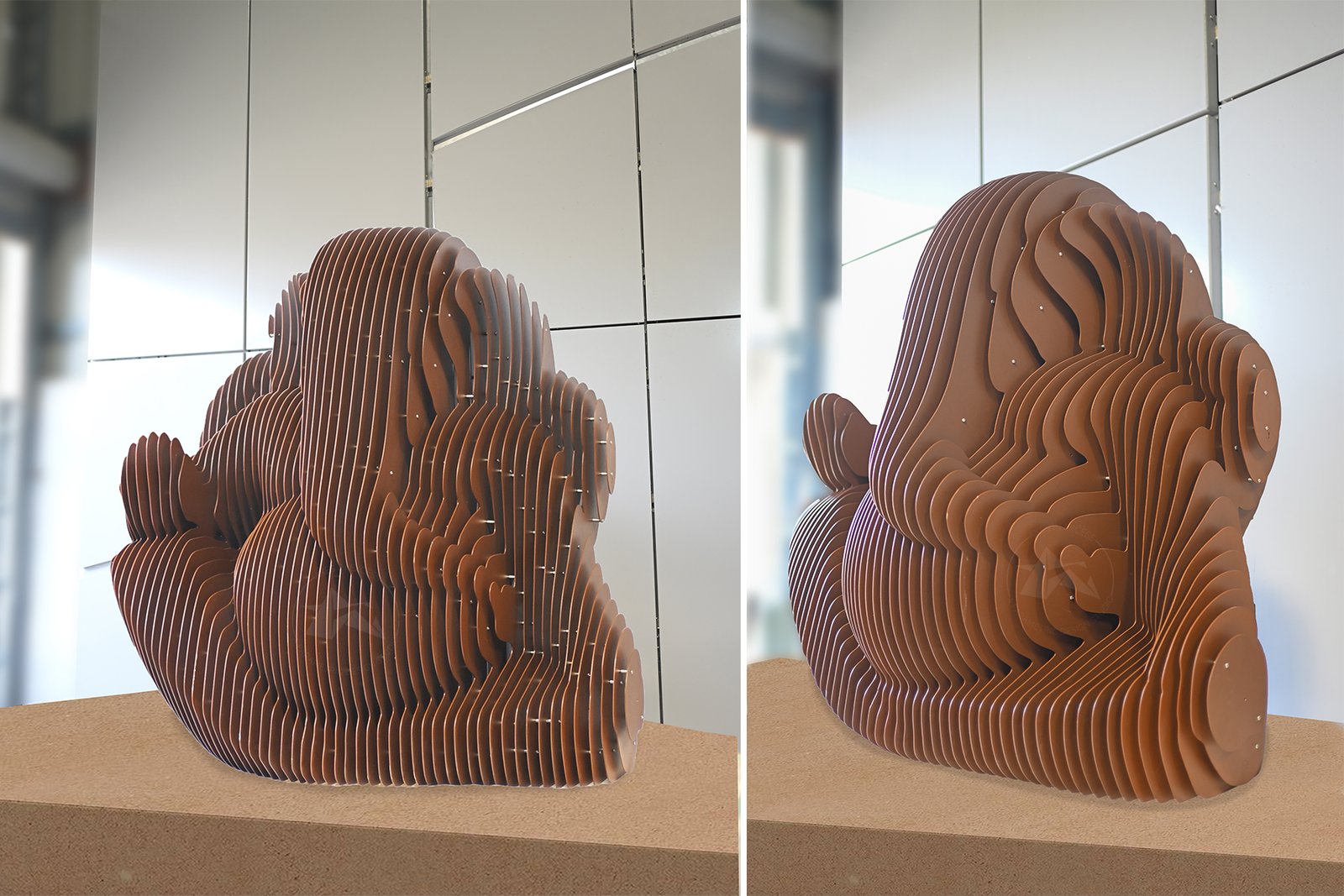 Parametric Ganesha metal sculpture with corten finish