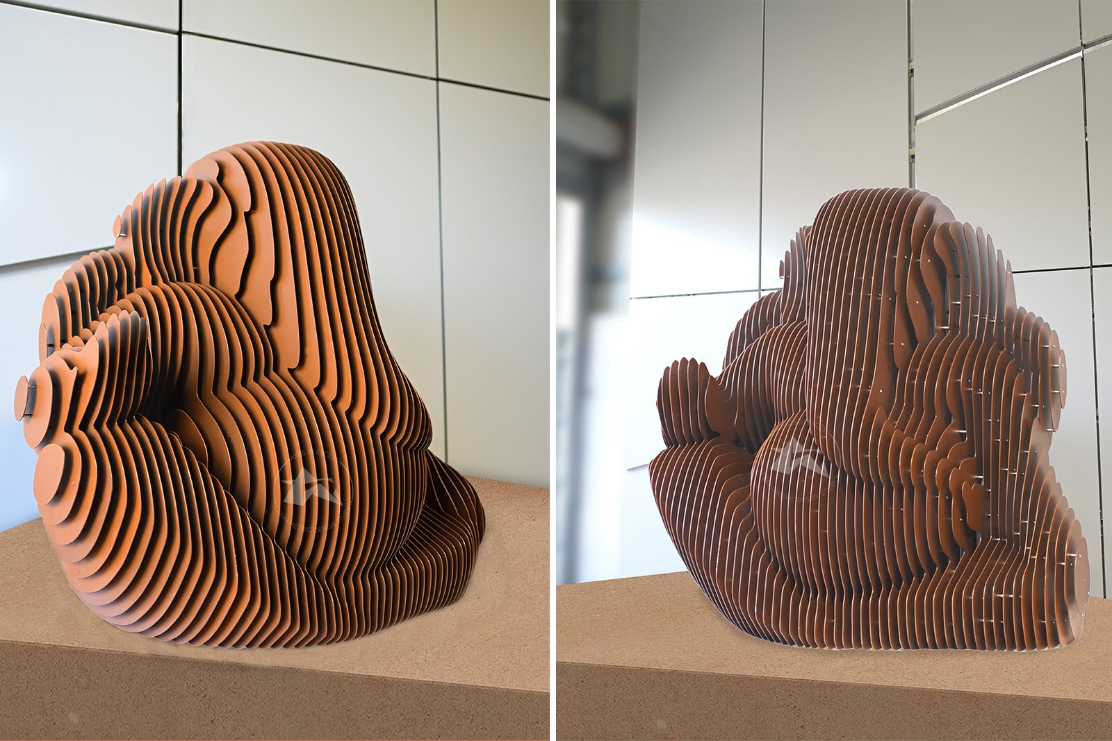 Parametric Ganesha metal sculpture with corten finish