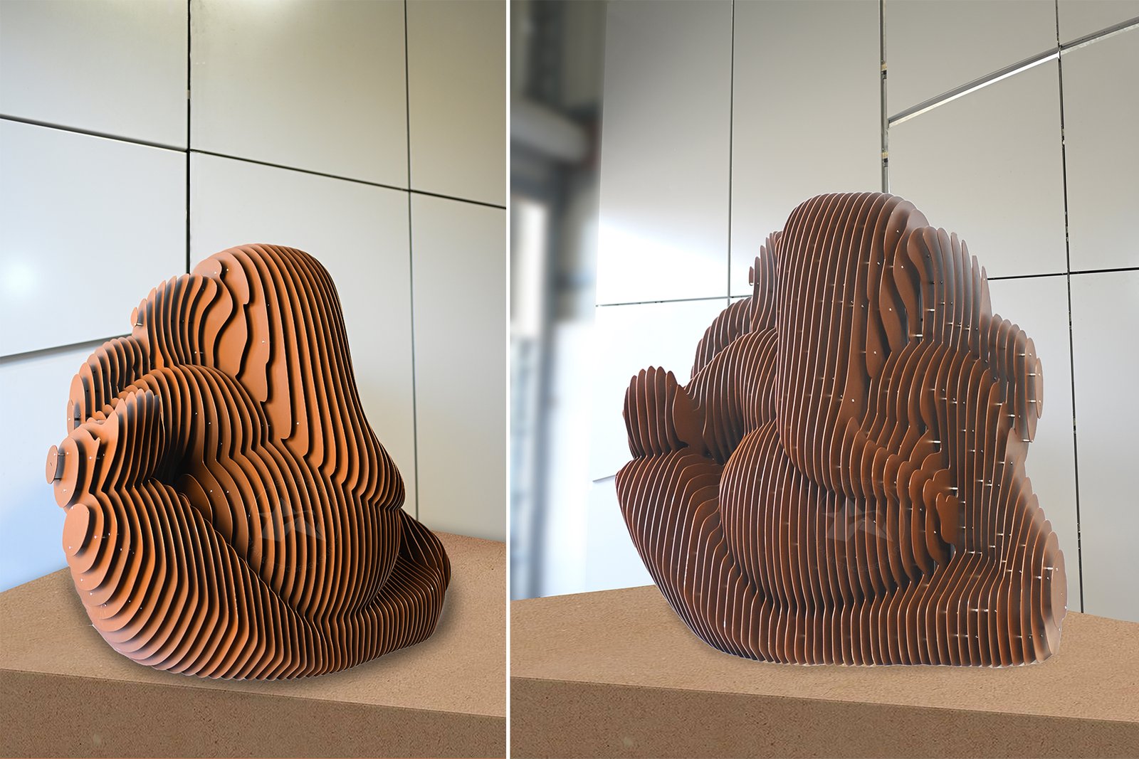Parametric Ganesha metal sculpture with corten finish