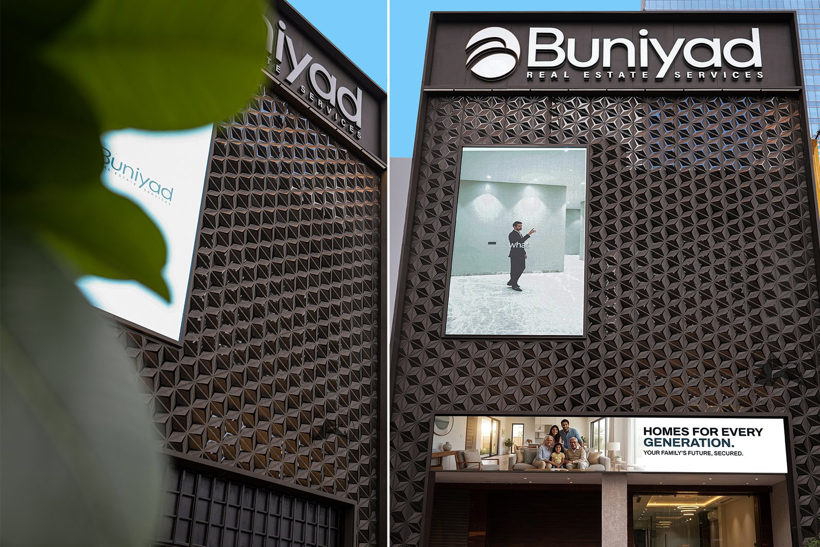 Parametric aluminium facade with solid sheet cladding