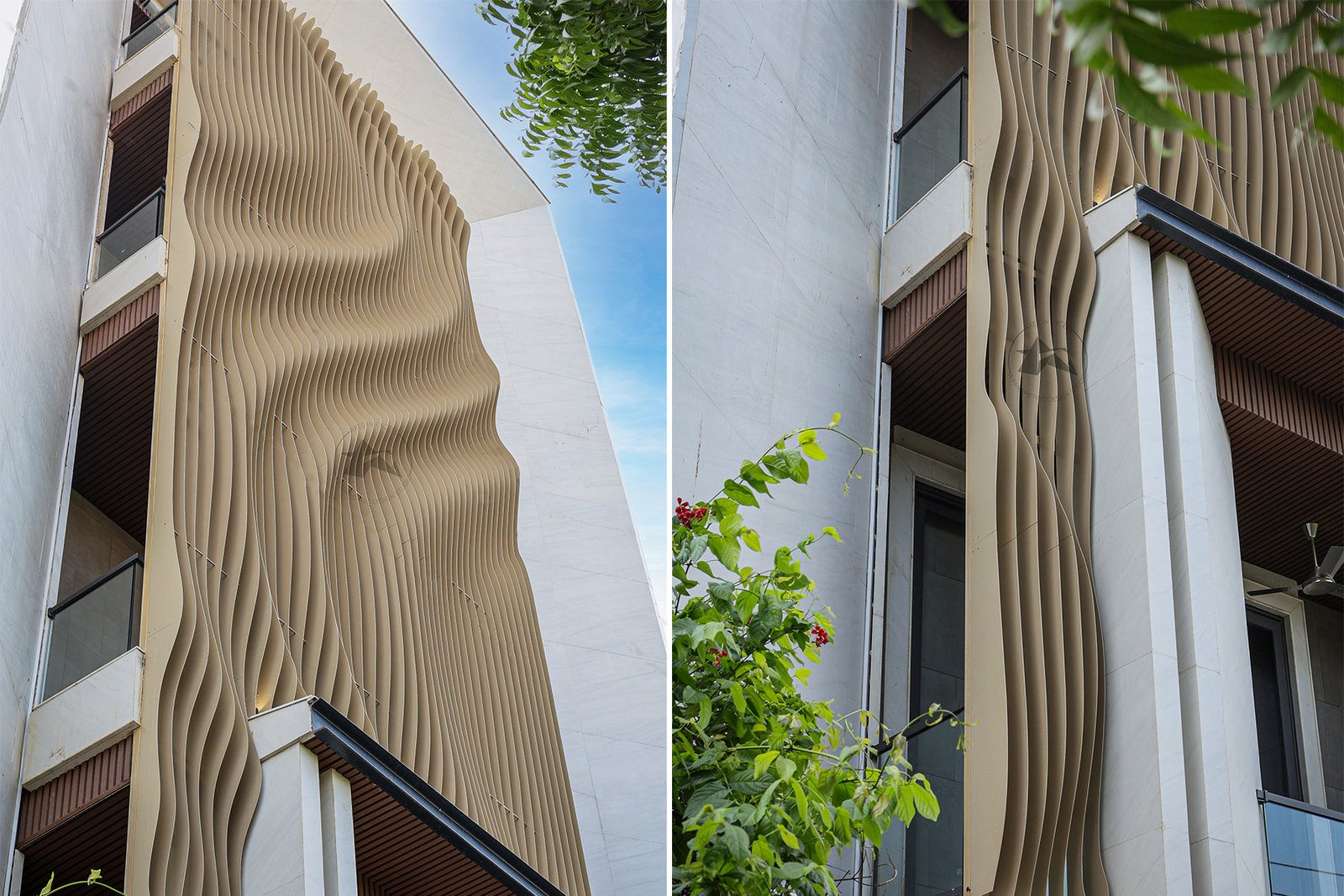 Contemporary house elevation with aluminium facade systems