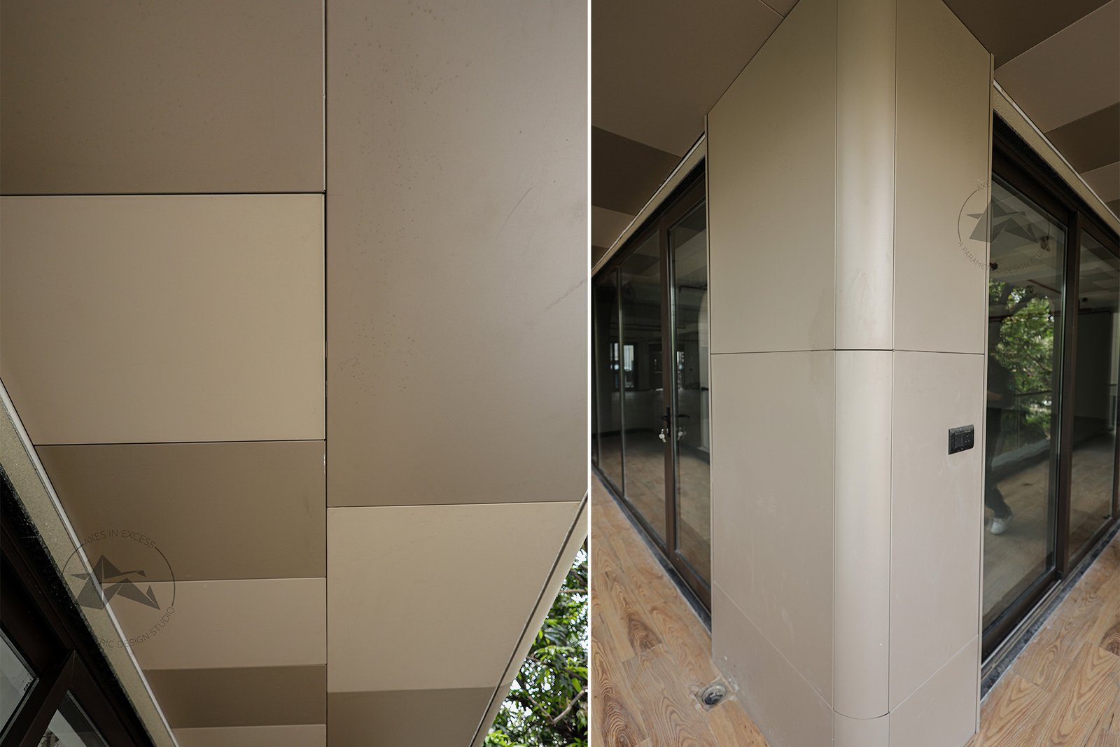 Curved aluminium cladding system for commercial building facade