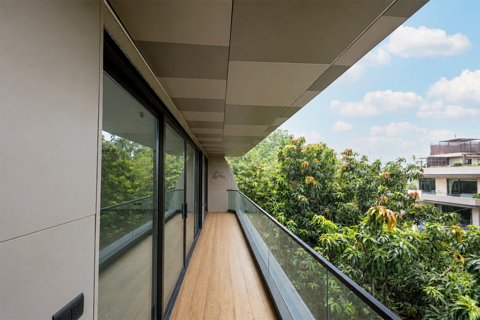 Modern building facade design using aluminium cladding in Delhi NCR