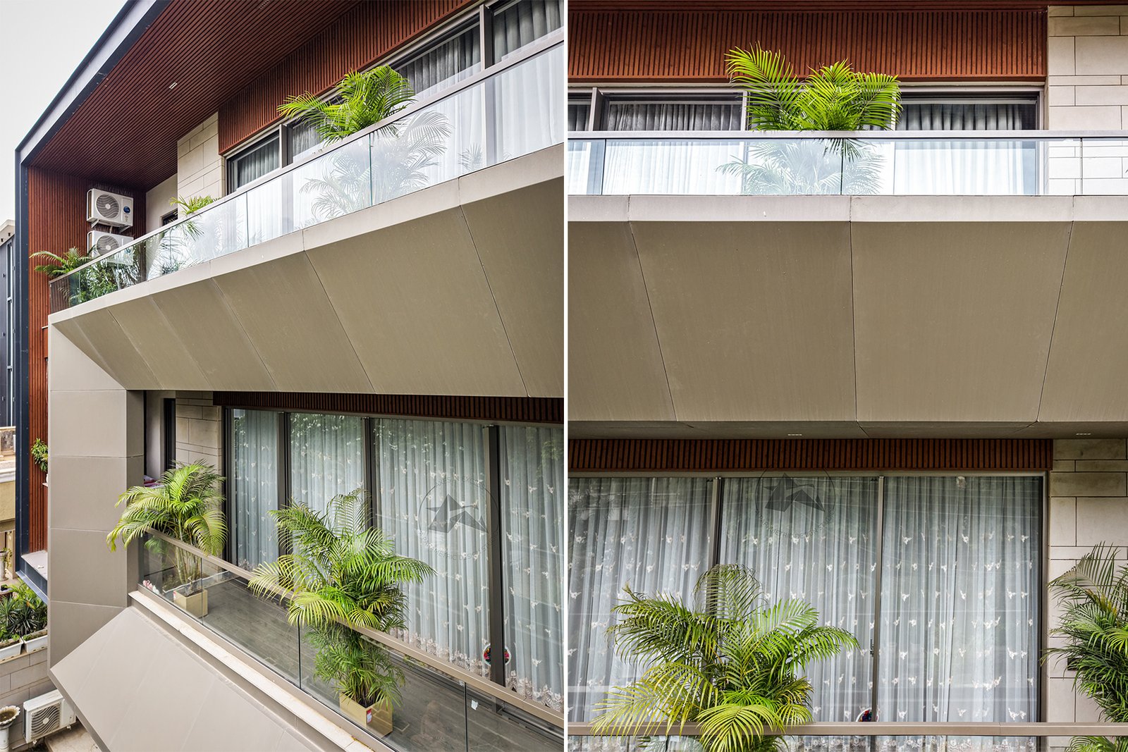 Contemporary residential elevation with aluminium cladding
