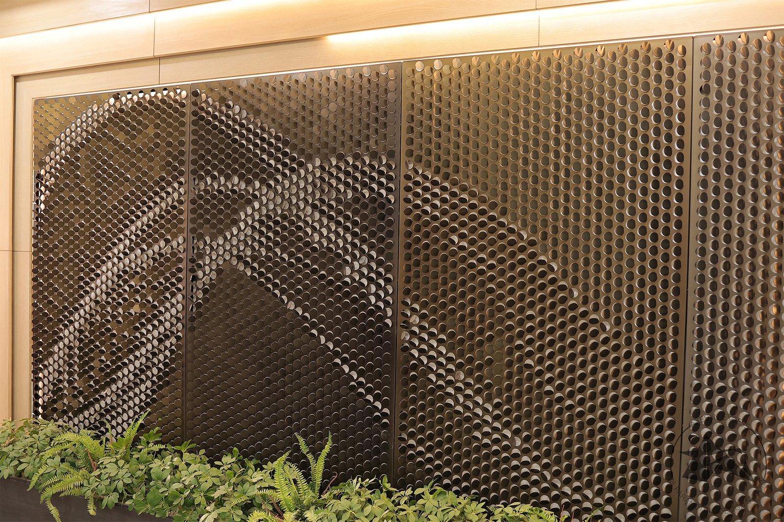 Modern metal feature wall for luxury residential interior