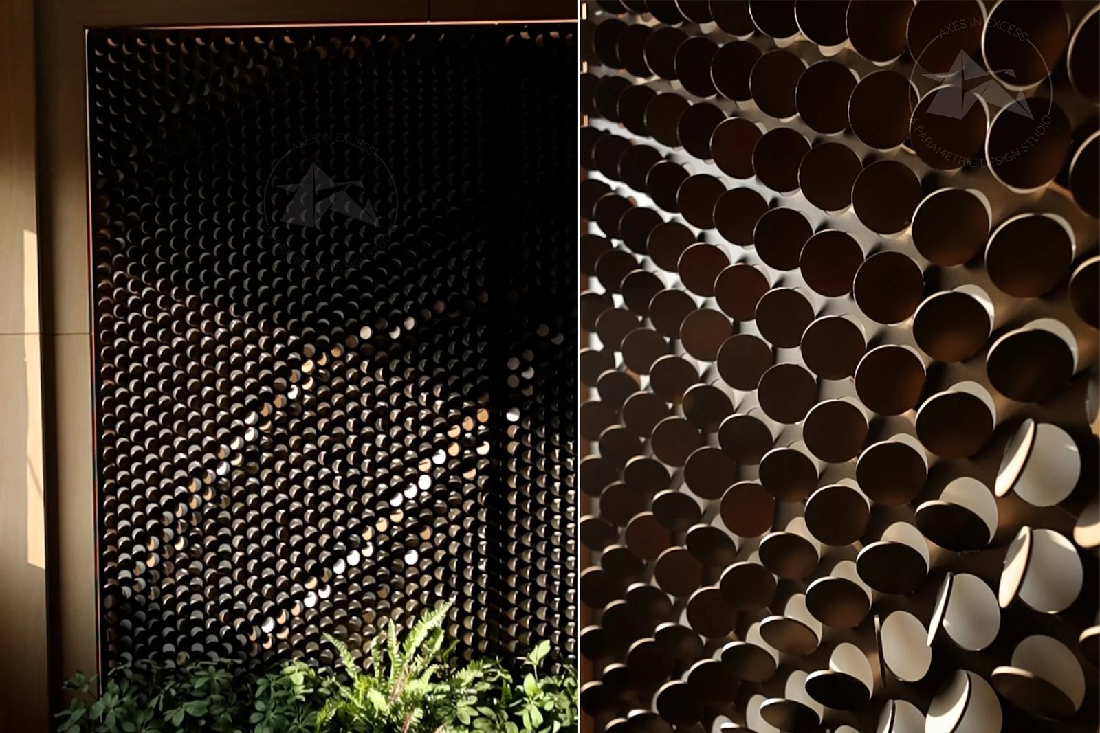 Coin Matrix wall design for hotel lobby and reception interiors