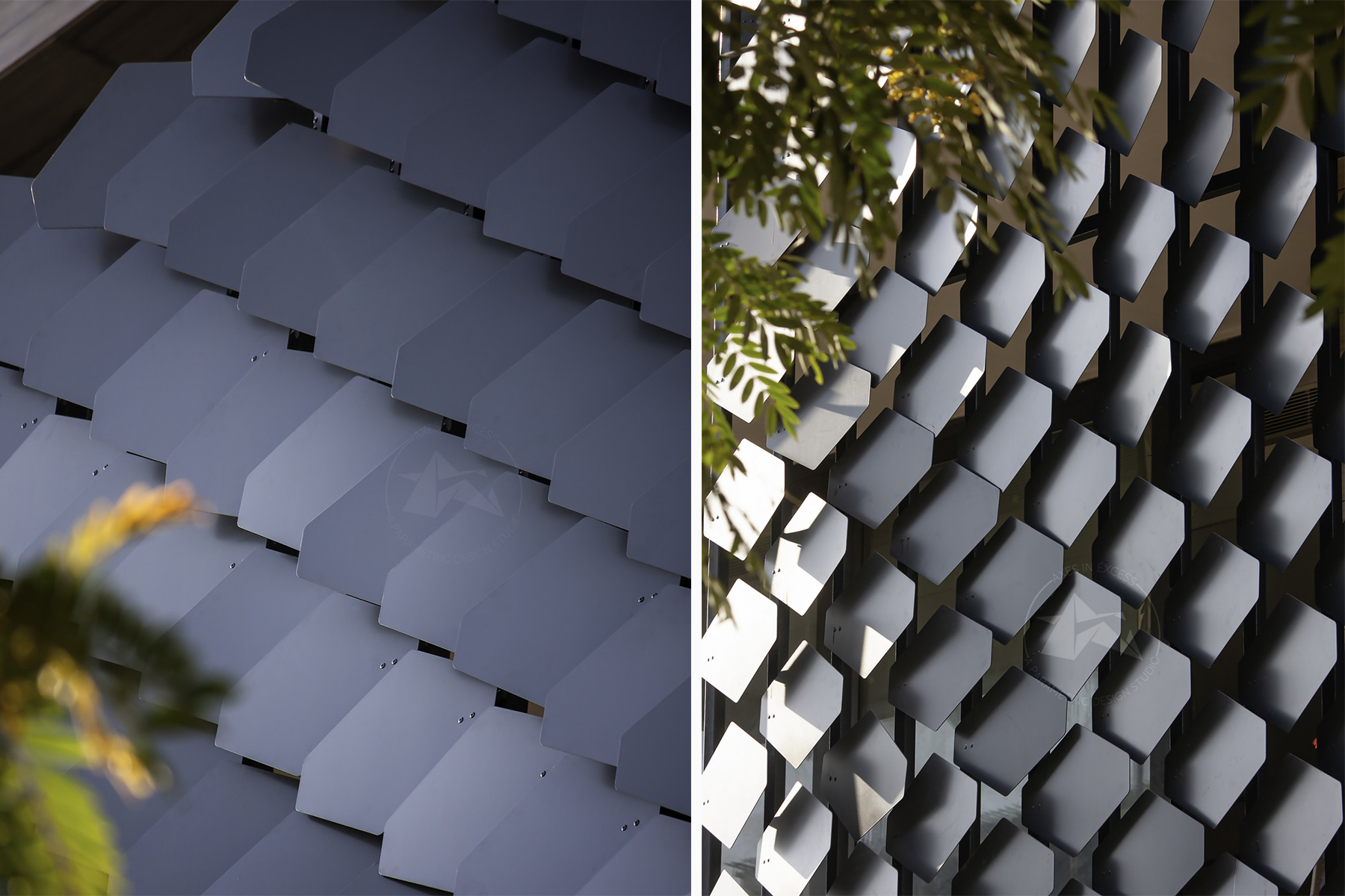 Parametric Metal Facade Screen by axes in excess