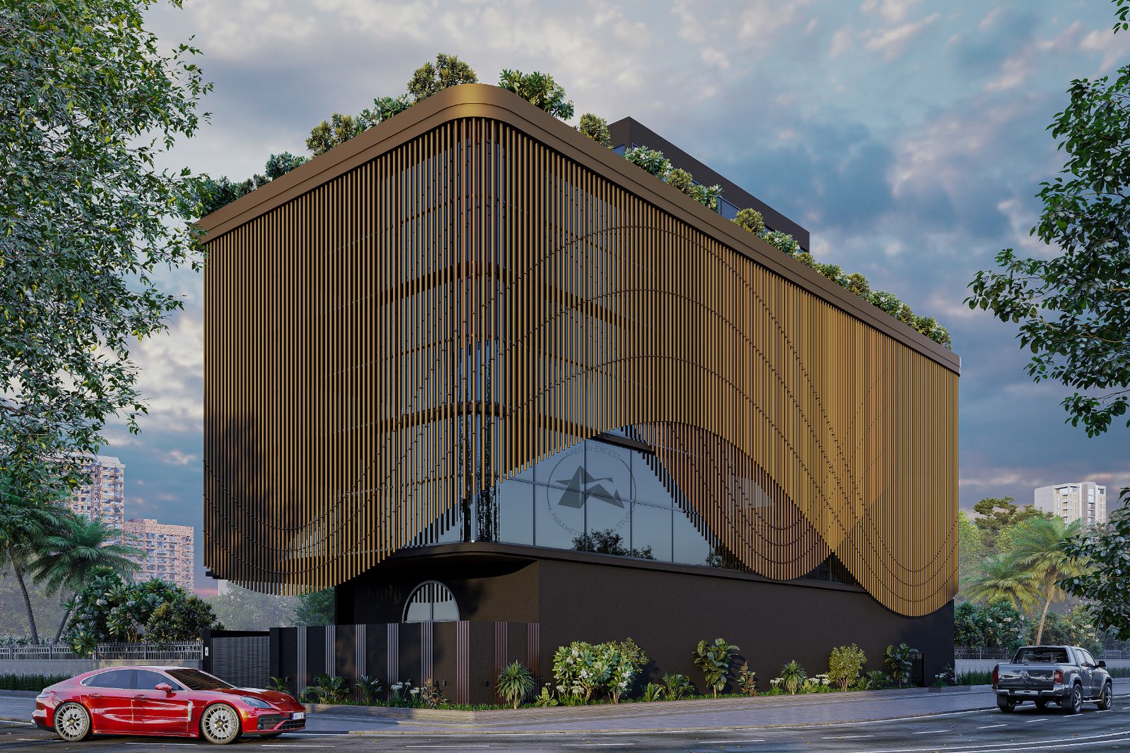 Cylora round aluminium pipe facade louvers by Axes in Excess