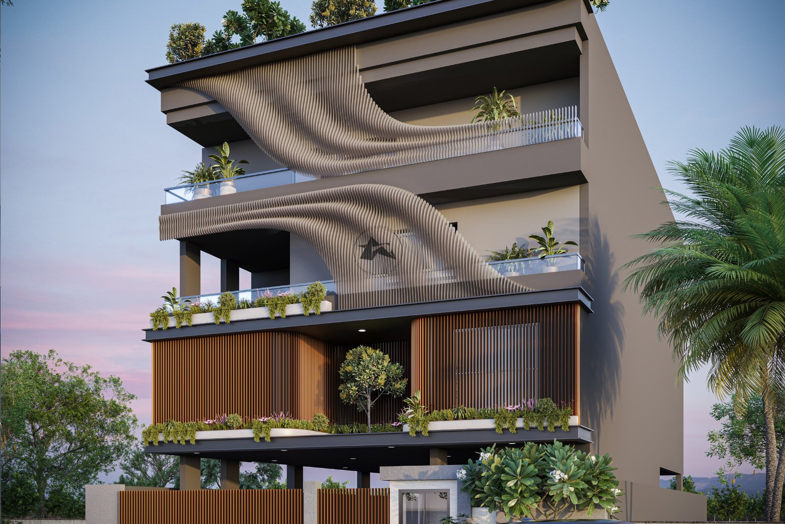 Parametric Metal Facade design idea by axes in excess