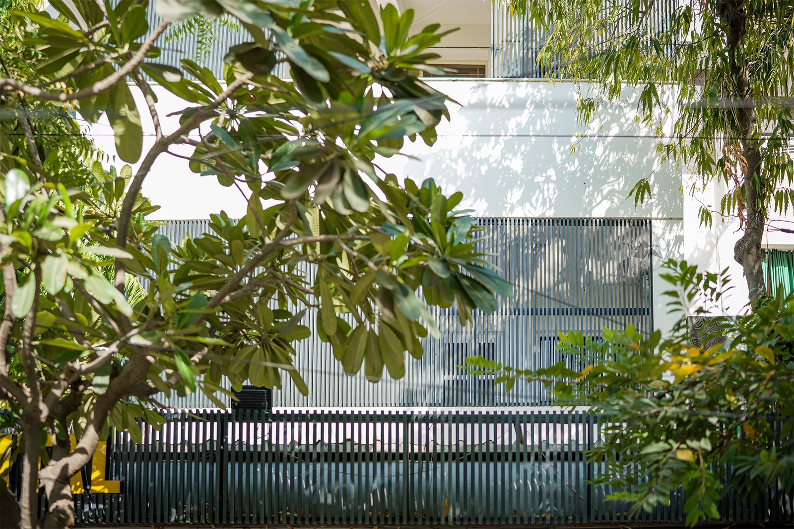 Contemporary healthcare building facade with airflow louvers