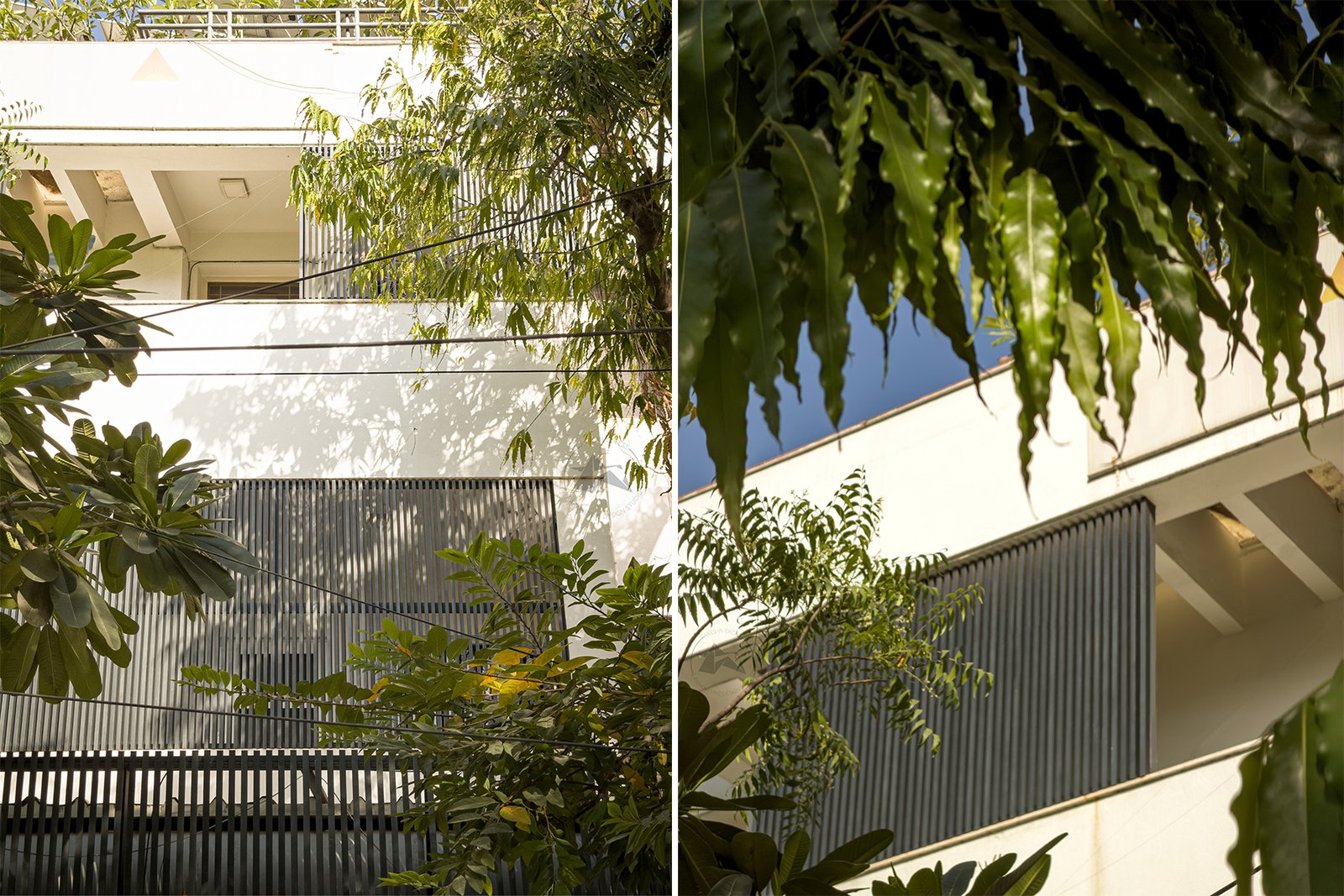 Modern hospital facade design with vertical ventilation louvers